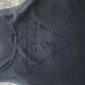 Guess black and bling ribbed tank top. Size: L